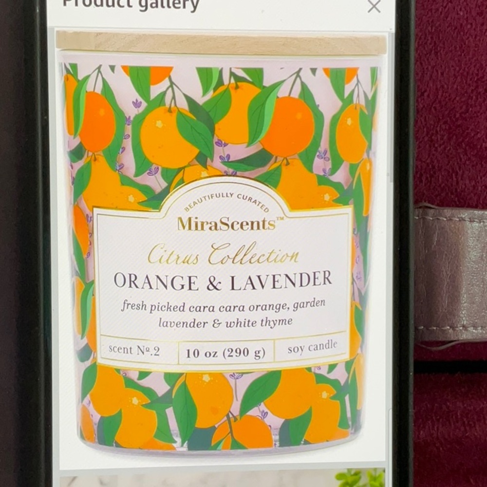 Mira Scents Citrus Collection Soy Candle. Citrus & Lavender scent 10 oz.